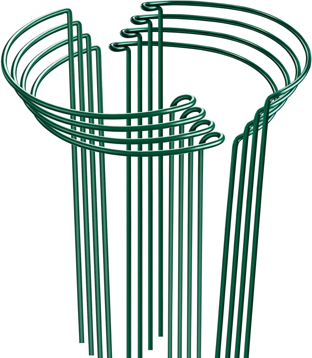 Peony Cages and Supports 24" H x 10" W, 8 Pack Tall Snake Plant Support Stake Half Round Metal Garden Stake for Indoor and Outdoor Plants, Flower Support Ring Border for Tomato,Hydrangea,Rose