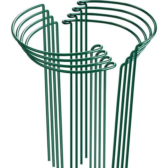Peony Cages and Supports 24" H x 10" W, 8 Pack Tall Snake Plant Support Stake Half Round Metal Garden Stake for Indoor and Outdoor Plants, Flower Support Ring Border for Tomato,Hydrangea,Rose