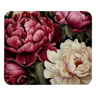 Peony Computer Mouse Pad,Rubber Mouse Mat for Gaming, Office, Laptop, PC, Women