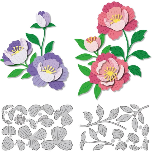 Peony Cutting Dies Flower Overlay Card Making Die Stencil Carbon Steel Die Cuts Mould Card Embossing Template Dies