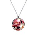 thumbnail image 1 of Peony Elegant Glass Circular Pendant Necklace - Handcrafted Jewelry for Women, 1 of 5