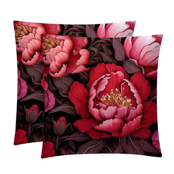 Peony Elegant Velvet Throw Pillows with Unique Patterns for Chair Pillow Covers & Throw Pillow - Set of 2, Available in 16x16, 18x18, & 20x20 inches for