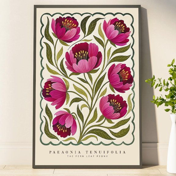 Peony Floral Bright Living Room Botanical Wall Art Decor Unframed Paper Print