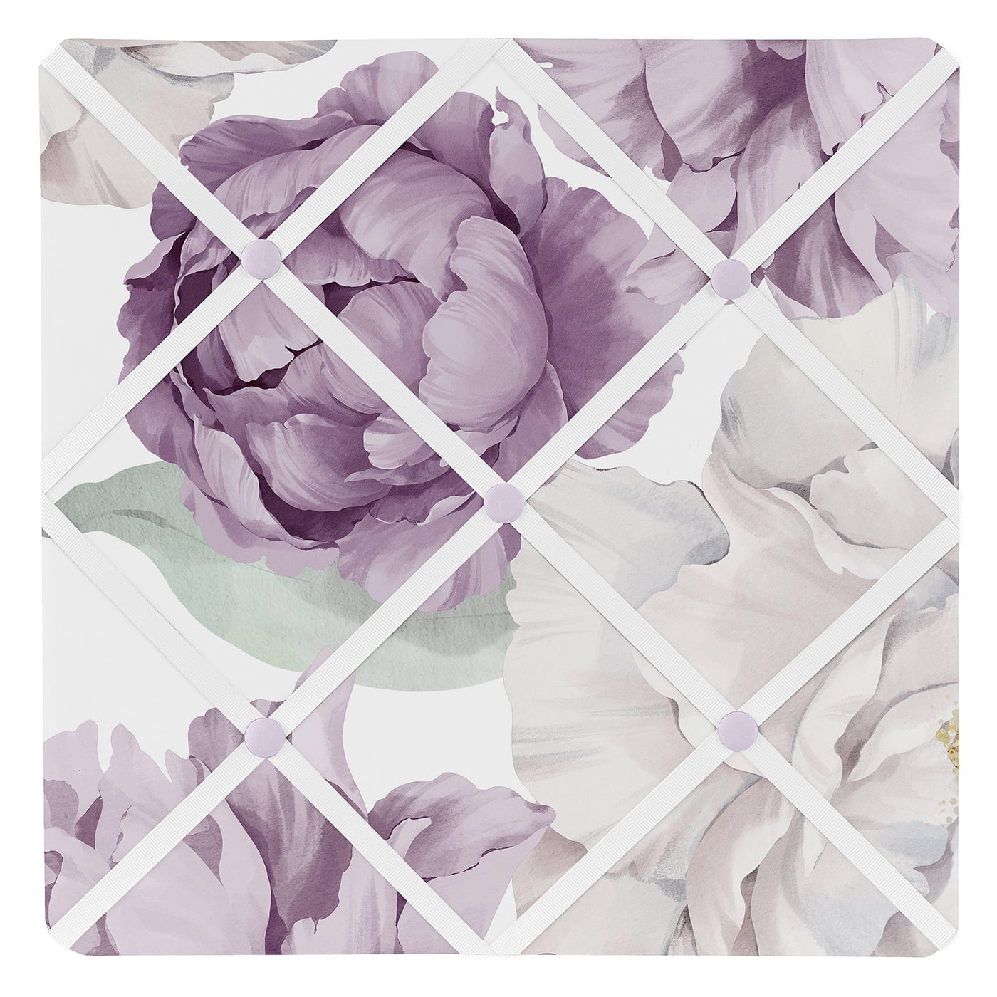 Sweet Jojo Designs Peony Floral Garden Purple Ivory Photo Memo Board