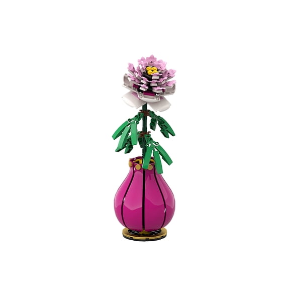 Peony Flower Building Blocks Set 147PCS Pink Floral Bouquet Model in Vase DIY Assembly Botanical Decor Gift Home Desk Ornament