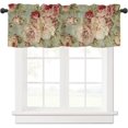 thumbnail image 1 of Peony Flower Curtain Valance, Abstract Floral Print Vintage Farmhouse Decoration Short Rod Pocket Window Treatment for Living Room, Bedroom, Kitchen, Bathroom, 1 Panel, 54" W x 18" L, 1 of 5