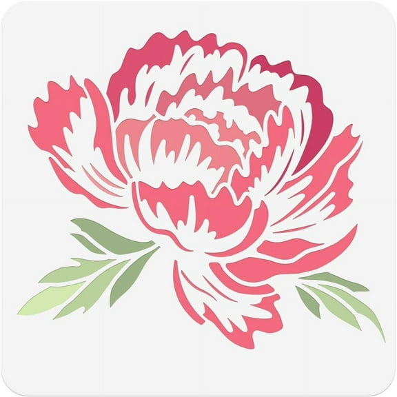 Peony Flower Drawing Painting Stencil 11.8x11.8inch Flower Pattern Art and Craft Stencil Reusable Template for Painting on Wood Canvas Wall Furniture Crafts