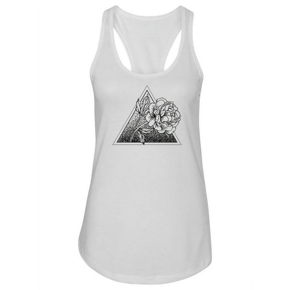 Peony Flower Geometric Tattoo. Tank Women -Image by Shutterstock, Female x-Small