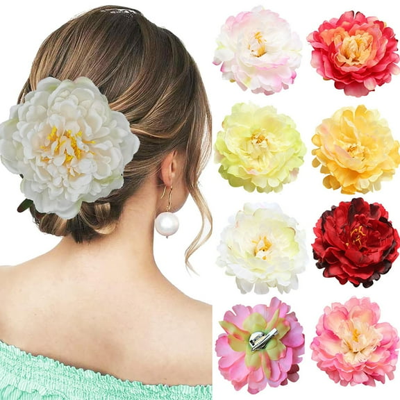 Peony Flower Hair Clips 2 in 1 Bridal Flower Brooch Floral Hairpins Wedding Party Headwear Accessories for Women Girls