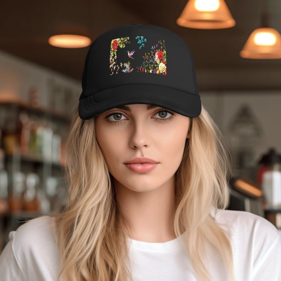 Peony Flower Hummingbird Baseball Cap Trucker Hat for Women Men