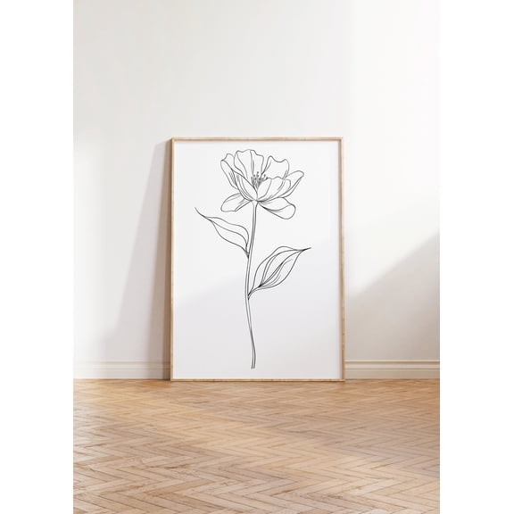 Peony Flower Line Wall Art, Single Line Flower Drawing, Continuous Line Floral Minimalist One Line Peony Poster, Art Wall Art, Modern Wall Decor, 8x12 UNFRAMED