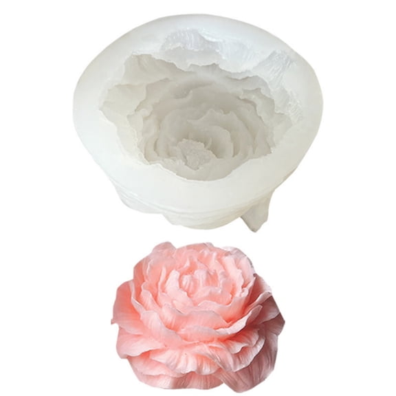 Peony Flower Mold Silicone Fondant Mould 3D Peony Cake Mold For Diy Baking Tool(White-9X4.5Cm)