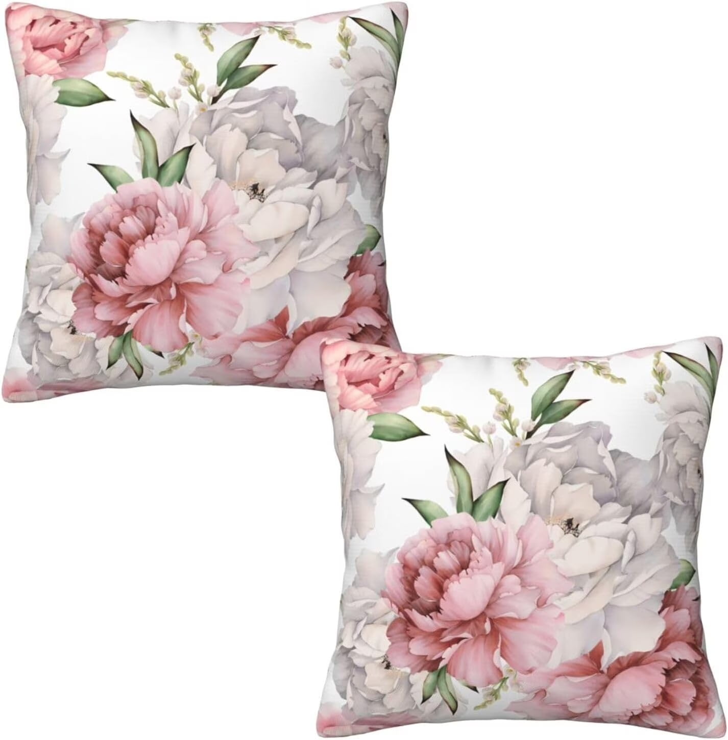Peony Flower Pillow Covers 24x24 Set of 2, Floral Throw Pillow Covers  Outdoor Decorative Pillow Case for Couch Bed Sofa Cushion Home Decor, image size:1426x1450