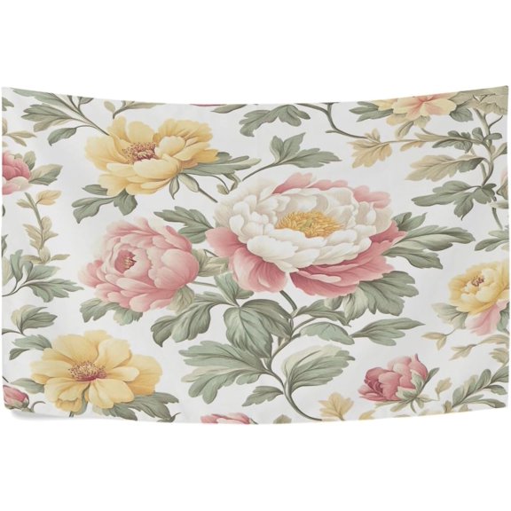 Peony Flower Wall Tapestry Hippie Aesthetic Art Hanging for Living Room Bedroom Dorm Ceiling Decor 90 x 60 Inch