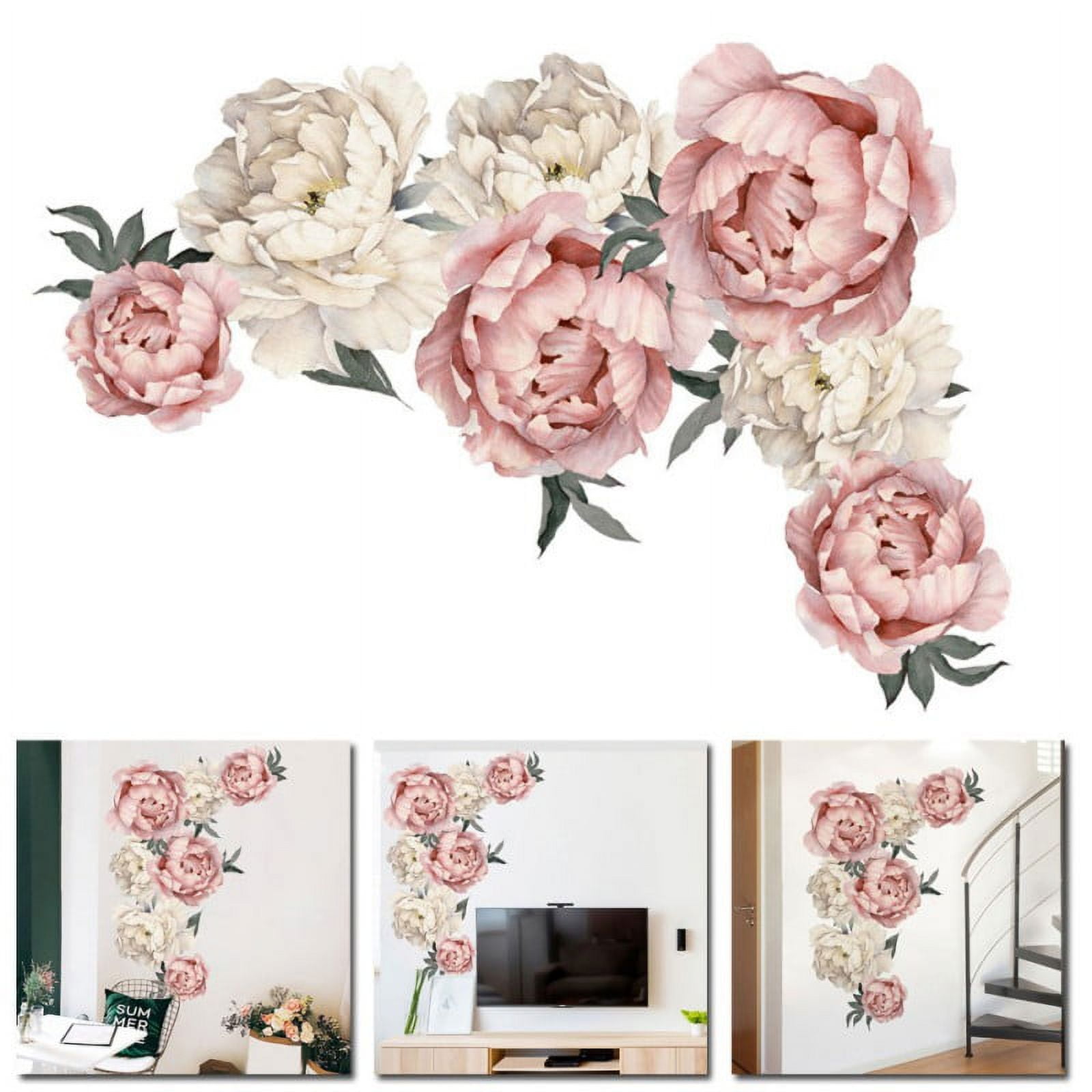 FYMALL Peony Flower Wallpaper Decals Detachable Wall Stickers Home Decorations