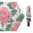 thumbnail image 1 of Peony Flower with Green Leaves Compact Sun Umbrella Windproof Travel Umbrellas for Rain Strong Portable UV Protection, 1 of 8