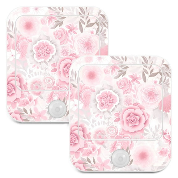 Peony Flowers Pink LED Motion Sensor Night Light Plug into Wall 2 Pack Auto Dusk to Dawn Adjustable