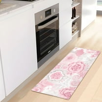 Peony Flowers Pink Luxury Kitchen Rug Non Slip Bathroom Plush Mat Shaggy Bedroom Carpet 39"x20"