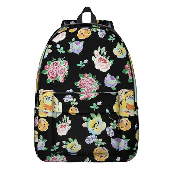 Peony & Hummingbird Backpack - Vintage Waterproof Bookbag with Romantic Nectar Flower Design
