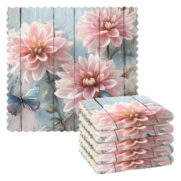 Peony Kitchen Cloth Dish Towels for Drying Washing Absorbent Dish Rags Reusable soft kitchen dishcloth set 6 Pack