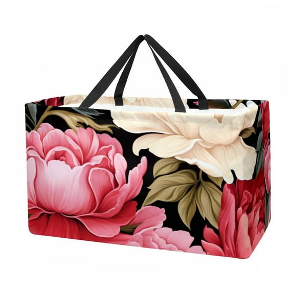Peony Large Capacity Reusable Foldable Oxford Cloth Storage Bin: Laundry Bag, Picnic Baskets, and Shopping Bag