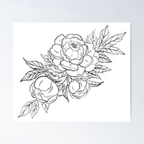 Peony Line Art Poster Wall Art, Modern Wall Decor For Living Room Bedroom, 8x12 UNFRAMED