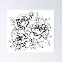 Peony Line Art Poster Wall Art, Modern Wall Decor For Living Room Bedroom, 8x12 UNFRAMED