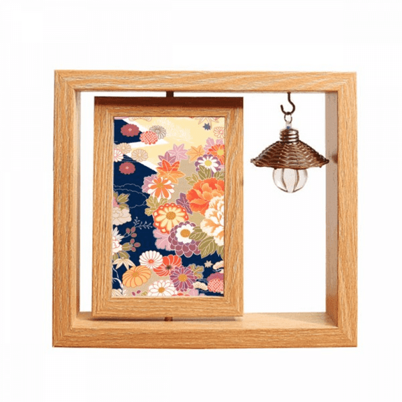 Peony Maple  Pattern Japan Wooden Rotating Picture Photo Frame 4x6