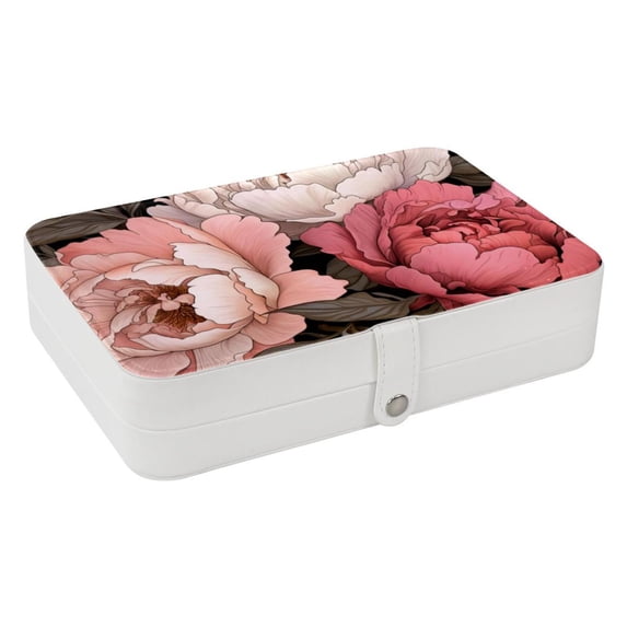 Peony PU Leather Jewelry Display Organizer Box Display Case Portable Earring Holder with Removable Compartment