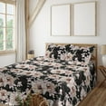 thumbnail image 1 of Ambesonne Peony Pattern Fitted & Flat Sheet with Shams 4 Pcs Set, Jungle Night Flower, King, Blush Charcoal Grey, 1 of 1