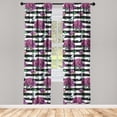 thumbnail image 1 of Peony Pattern Window Curtains, Springtime Flowers with Dragonfly Pattern on Striped Backdrop, Lightweight Decor 2-Panel Set with Rod Pocket, Pair of - 28"x63", Purple Jade Green White, by Ambesonne, 1 of 3