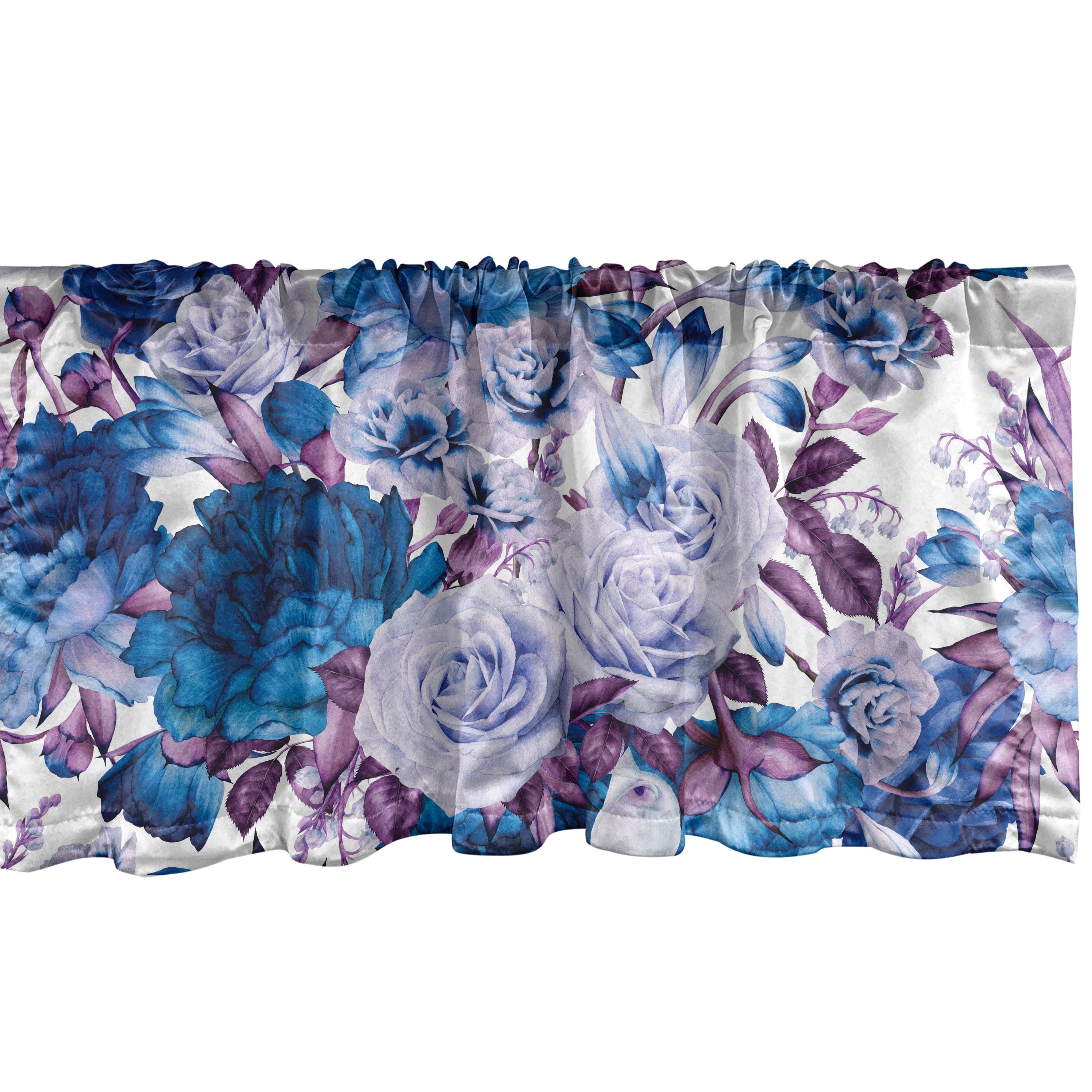 Peony Pattern Window Valance, Romantic Inspirations Delicate Flowers ...