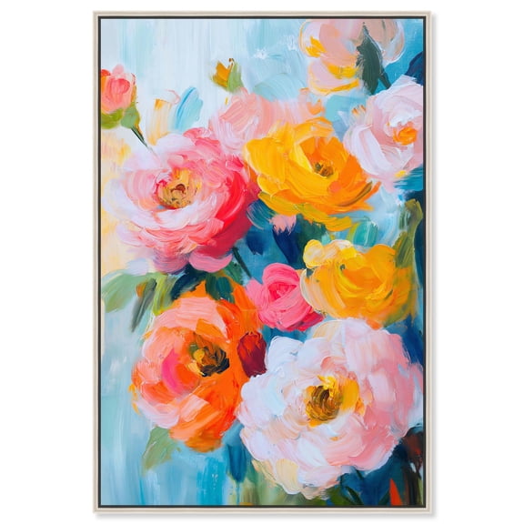 Peony Perfection II Canvas Tropical Brints by Art Remedy, Silver Frame, 30" x 45"