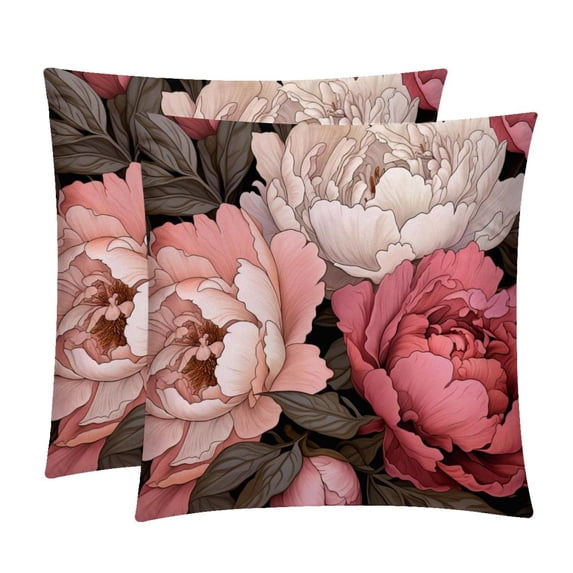 Peony Pillow Covers Inserts Set of 2, Bed Pillow with Unique Patterns,for Home and Office Decor, Available in 16x16, 18x18, and 20x20 Inches