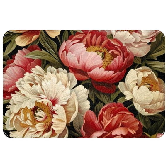 Peony Polyester Non-Slip Machine Washable Door Rug Game Mat Kitchen Rug Office Rugs