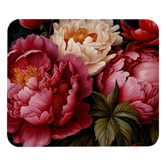 Peony Printed Gaming Mousepad Desk Mat, Non-Slip Rubber Bottom Mouse Mat 8.3x9.8 Inch - Suitable for Office and Gaming