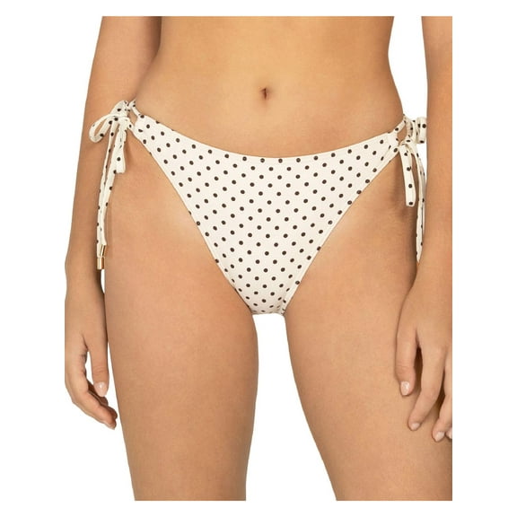 Peony Printed Side Tie Bikini Bottom, Beige, 4