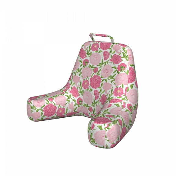 Peony Reading Pillow Cover, Continuous Simplistic Romantic Pink Tones Flowers, Unstuffed Printed Bed Rest Case from Soft Fabric, XL Size, Pink Lime Green, by Ambesonne