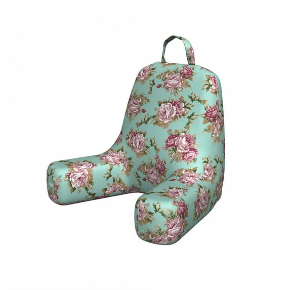 Peony Reading Pillow Cover, Repetitive Classic Flowers Pastel Tone Pattern, Unstuffed Printed Bed Rest Case from Soft Fabric, Small, Seafoam Dried Rose, by Ambesonne