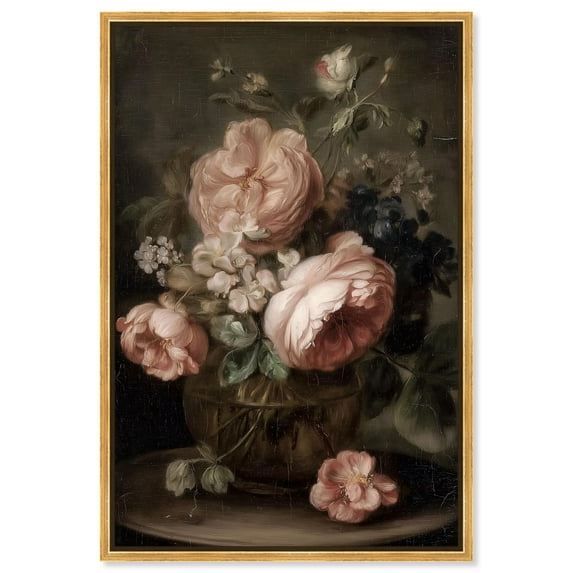 Peony Rhapsody II Canvas Print Floral Art Prints by Art Remedy, Gold Frame, 16 x 24
