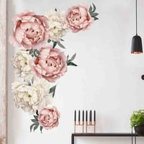 Peony Rose Flowers Wall Sticker, Peel and Stick Removable Wall Art Decals, Family Wall Flower Decals Stickers Peony Flowers Wall Posters, Home Decor Gift, Great for Toilet Door/Wall Decoration