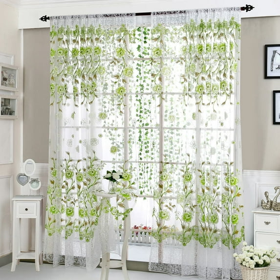 Peony Sheer Curtain Panel, Floral Drape for Living Room & Bedroom Windows, Light-Filtering Privacy Window Treatment, Elegant Airy Fabric Curtains for Modern Decor, Blossom Design
