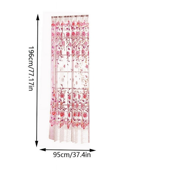 Peony Sheer Voile Curtain Panel, 200x100cm Window Drape for Living Room, Modern Floral Valance with Filtered Light, Machine Washable Fabric for Bedroom Decor, Elegant Home Textile