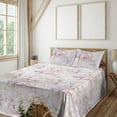 thumbnail image 1 of Ambesonne Peony Fitted & Flat Sheet with Shams 4 Pcs Set, Gentle Petals Love Flowers, King, Pale Mauve and Orange, 1 of 1