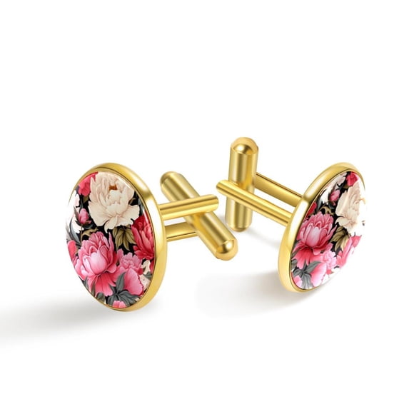 Peony Shirt Cufflinks for Men, Stainless Steel, Suitable for Formal Attire, Great for Any Occasion