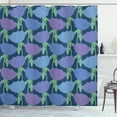 thumbnail image 1 of Peony Shower Curtain, Plant Paeonia Arborea Tree Peony with Stem and Leaves Blue Backdrop, Fabric Bathroom Set with Hooks, 69W X 84L Inches Extra Long, Night Blue Green and Lilac, by Ambesonne, 1 of 3