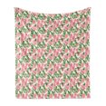 thumbnail image 1 of Peony Soft Flannel Fleece Throw Blanket, Repetitive Romantic Vintage Flower Leaves Illustration, Cozy Plush for Indoor and Outdoor Use, 50" x 70", Pink Olive Green, by Ambesonne, 1 of 5