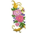 thumbnail image 1 of Peony Spray with Flourish Embroidered Iron on/Sew patch [5.78" X 11.72"], 1 of 3