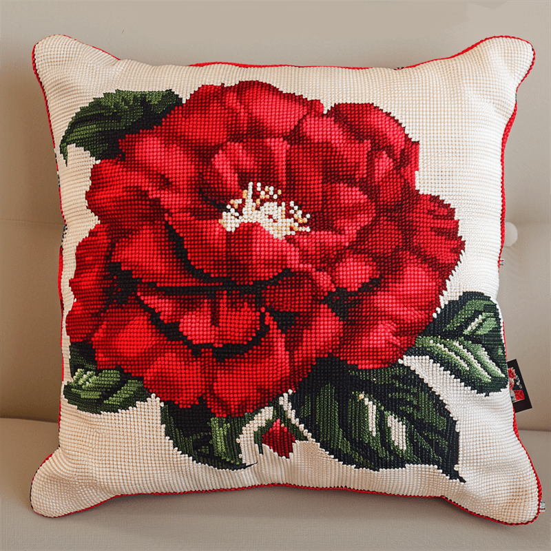 Peony Stamped Cross Stitch Pillow Case Kits , 45X45cm , Cross Stitch Kits for Adults (11ct)