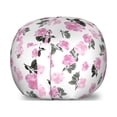 thumbnail image 1 of Peony Storage Toy Bag Chair, Repeating Romantic Pinkish Flowers on Plain Background, Stuffed Animal Organizer Washable Bag, Large Size, Pale Pink Charcoal Grey, by Ambesonne, 1 of 3